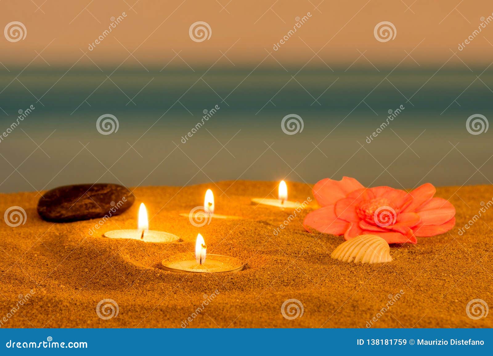 Candle on the Beach, Relaxation Stock Image Image of health