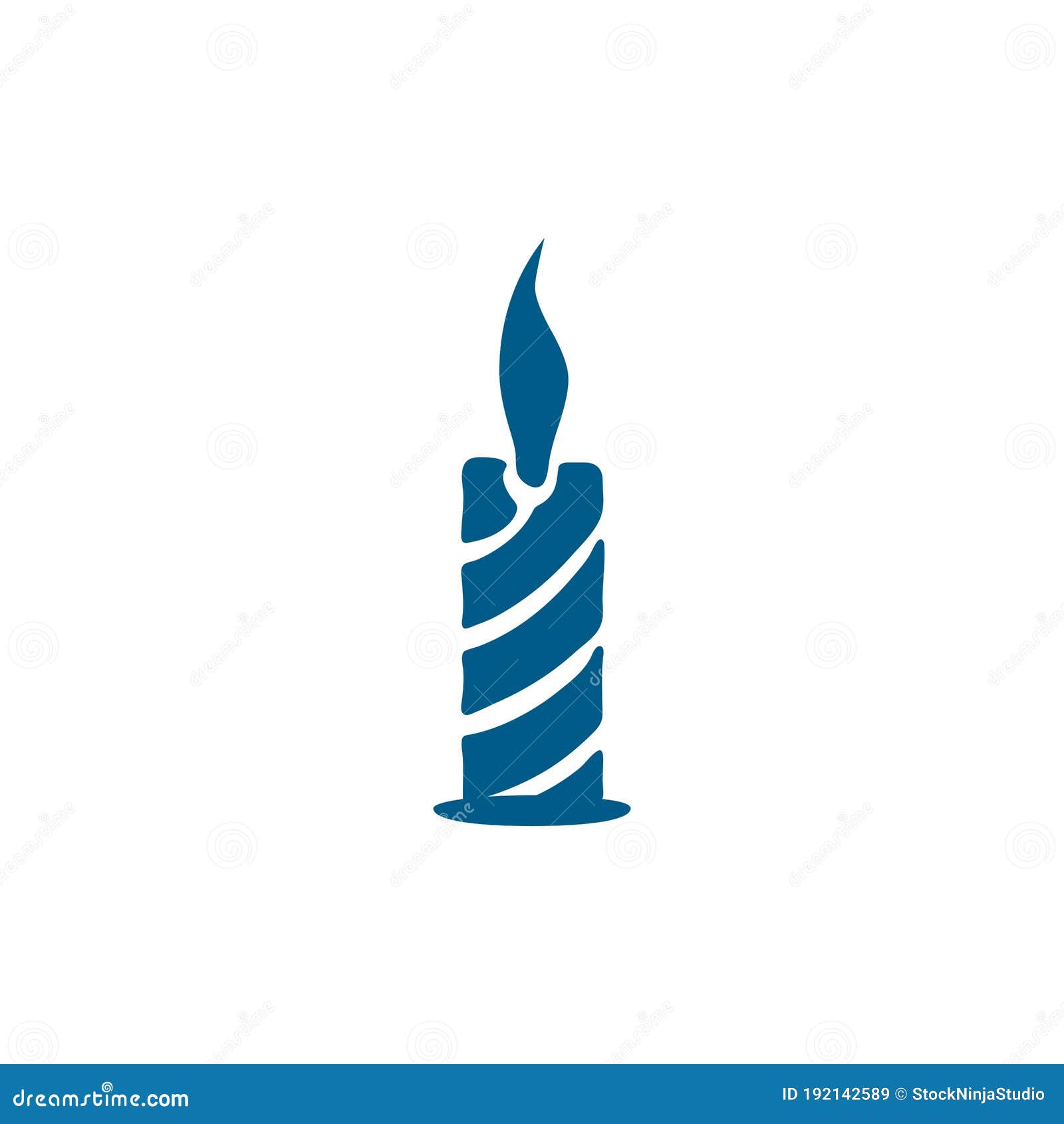 Candle Blue Icon on White Background. Blue Flat Style Vector