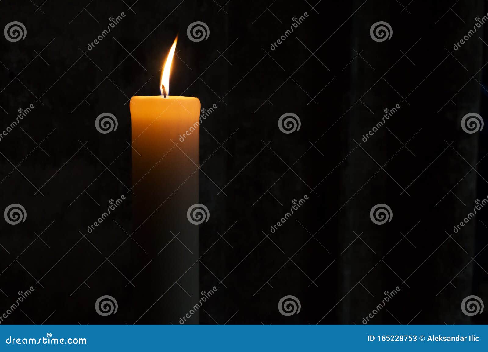 Candle Burning in Dark. Spiritual and Religious Concept Stock Image
