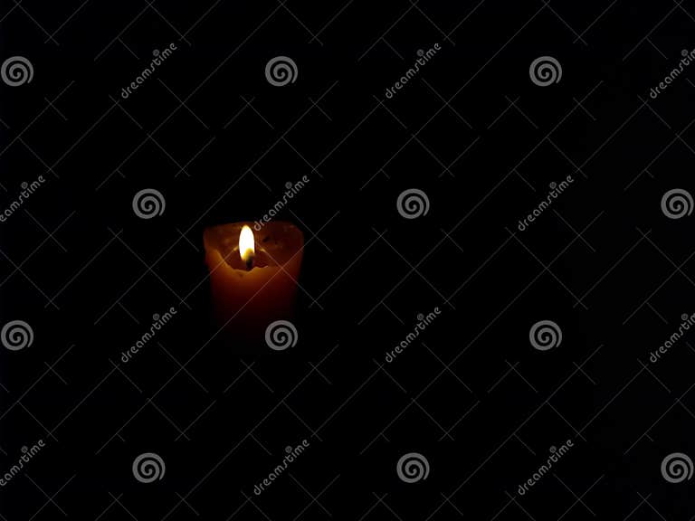 Candle Burning in the Dark, Yellow Flame Stock Photo Image of