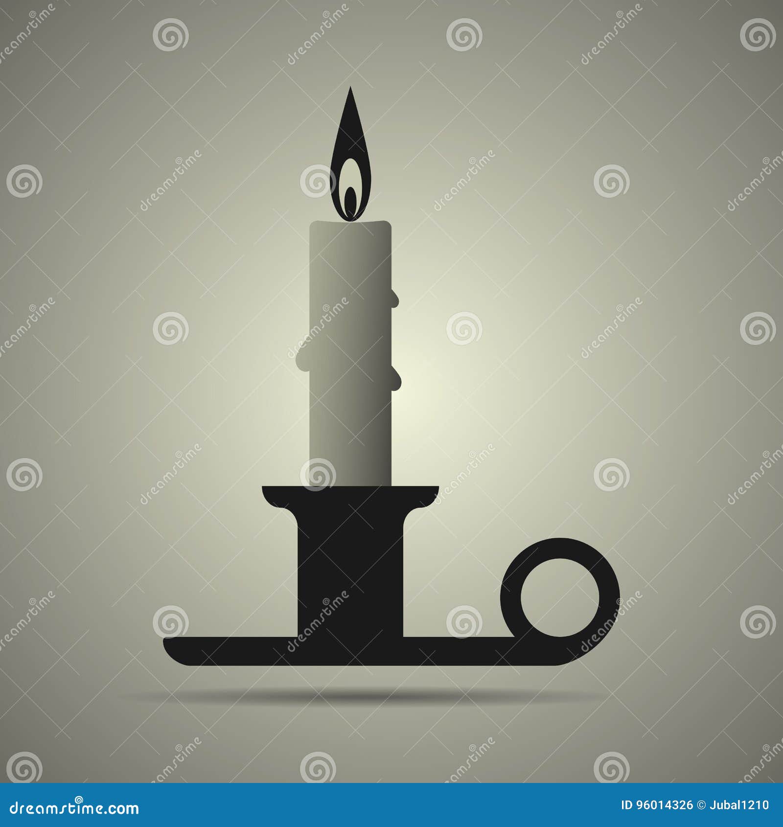 Candle and Candlestick on Holder Flat Icon in Black and White Colors
