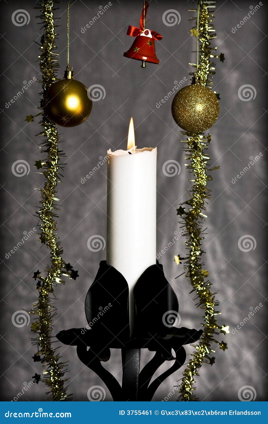 Candle and Christmas Ornaments Stock Image Image of elegant, holiday