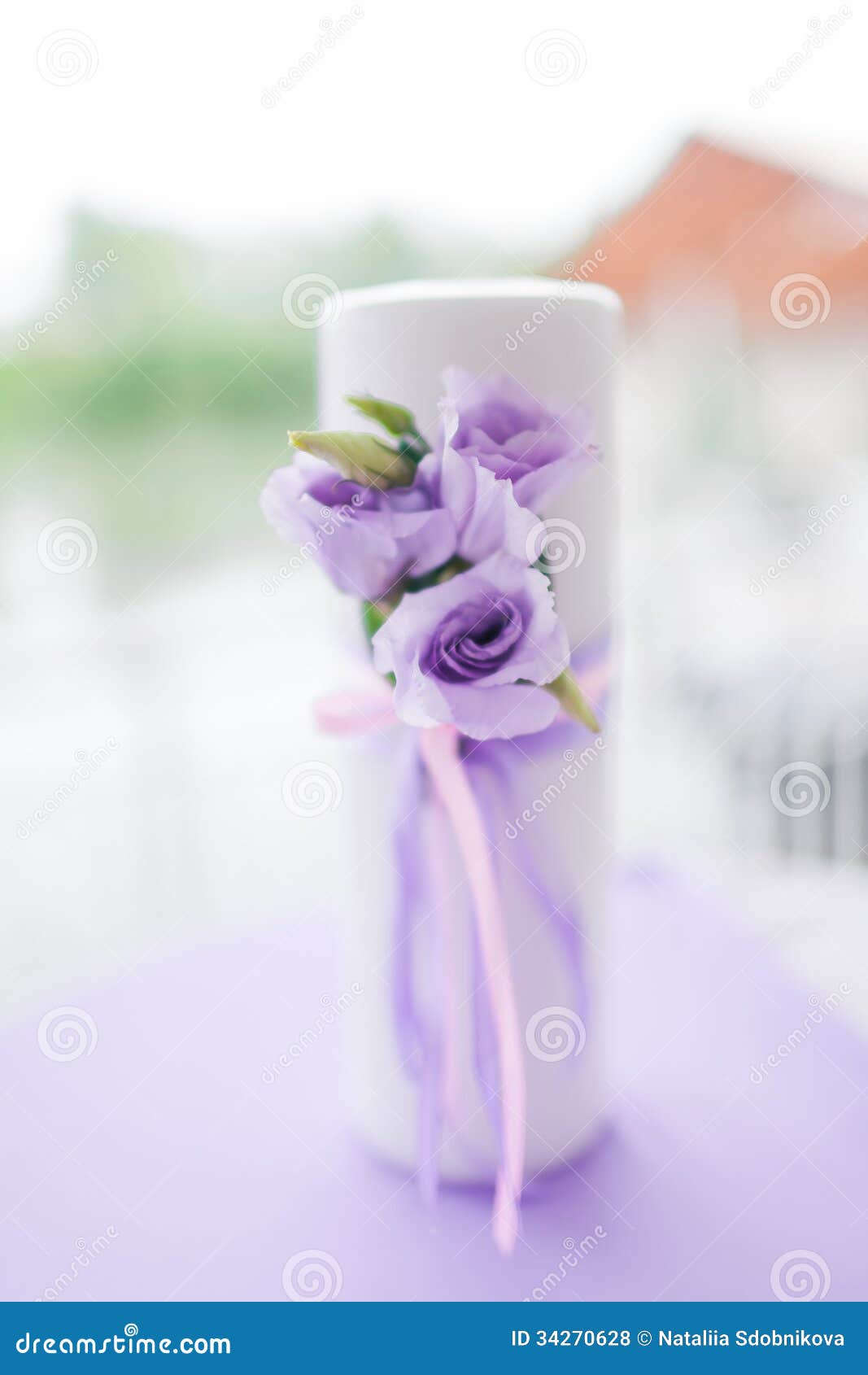 Candle Decorated with Flowers Stock Photo Image of decoration