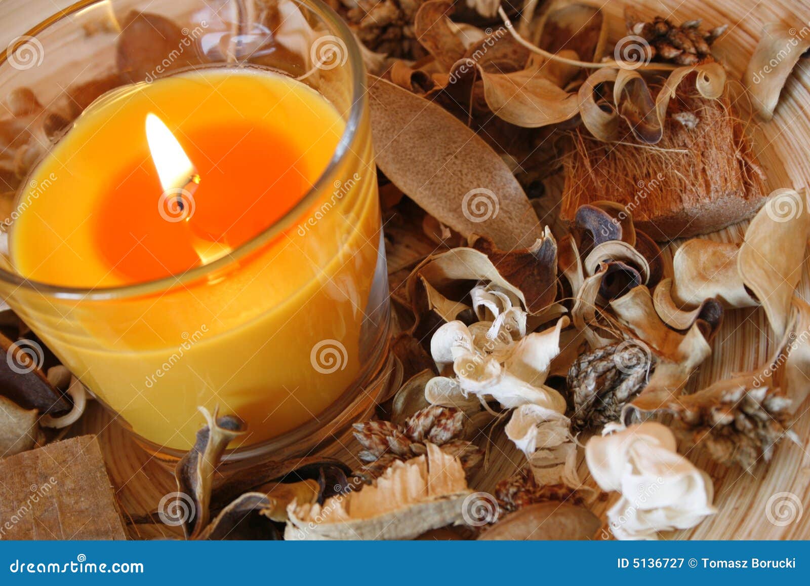 Candle and dried plants stock image. Image of yellow, purity 5136727