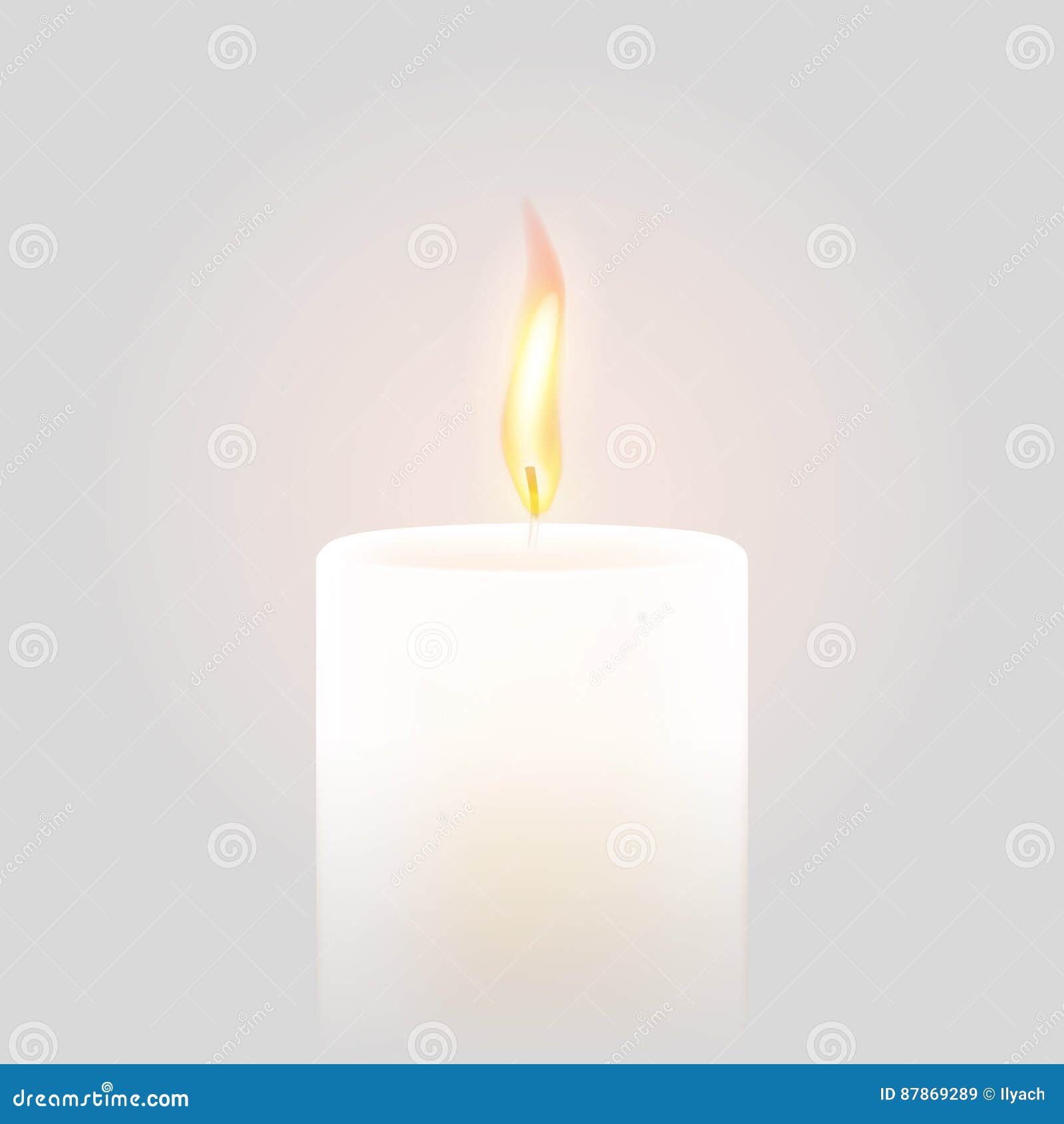 Candle Flame Burning 3D Realistic Vector White Background Stock Vector