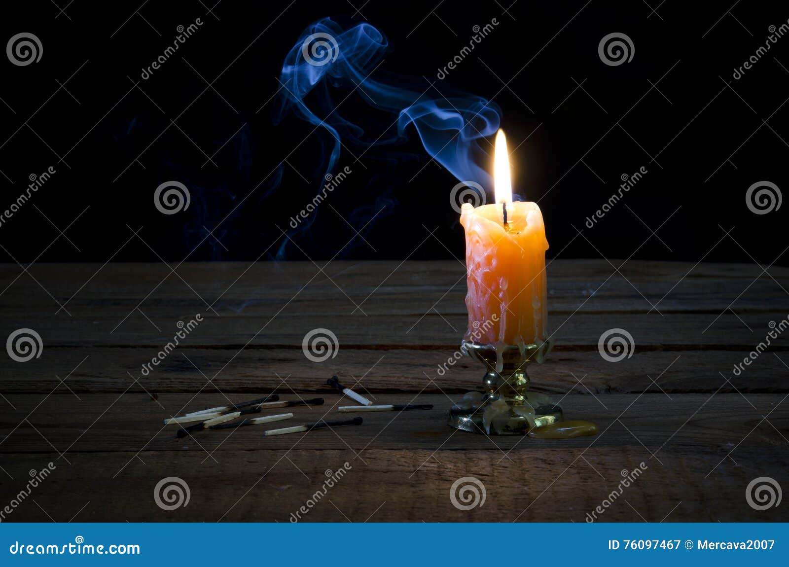 Candle, Flame, Smoke, Burnt Matches. Stock Image Image of matchstick