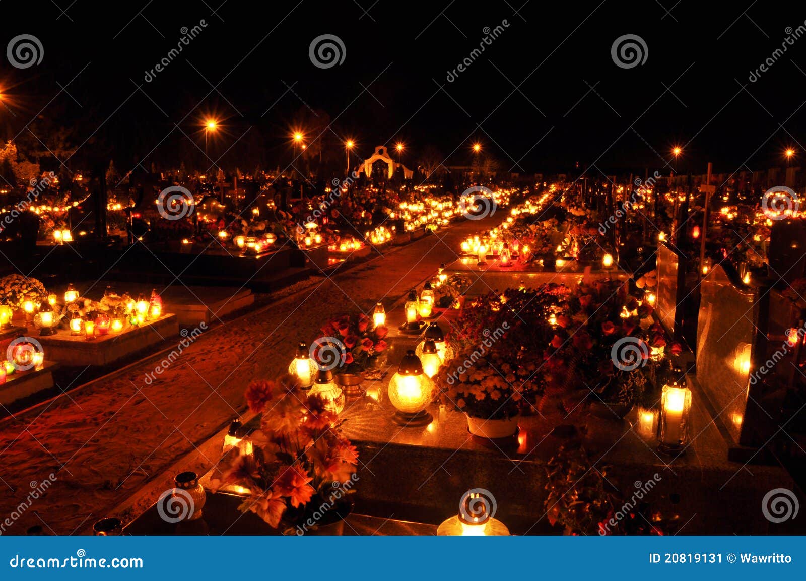 Candle Flames Illuminating on Cemetery Stock Image Image of remember