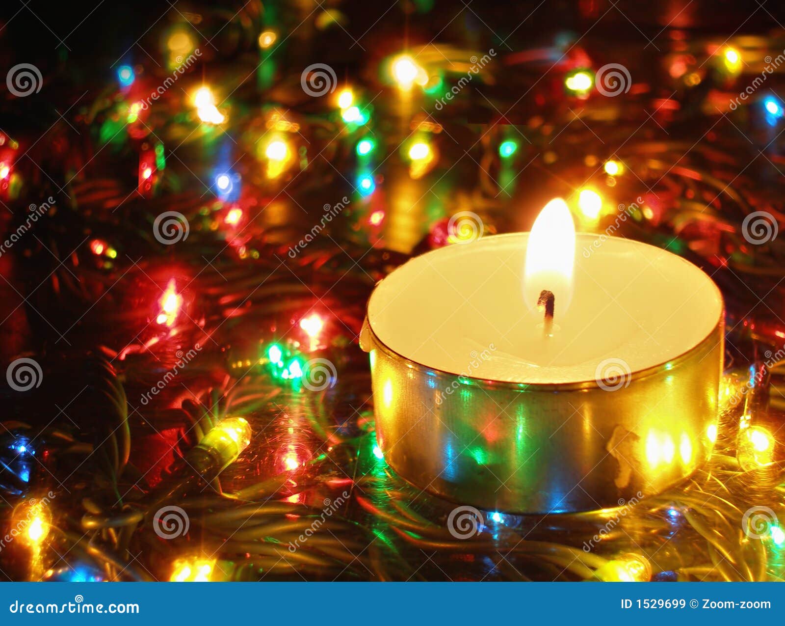 Candle and garland lights stock image. Image of dark, garland 1529699