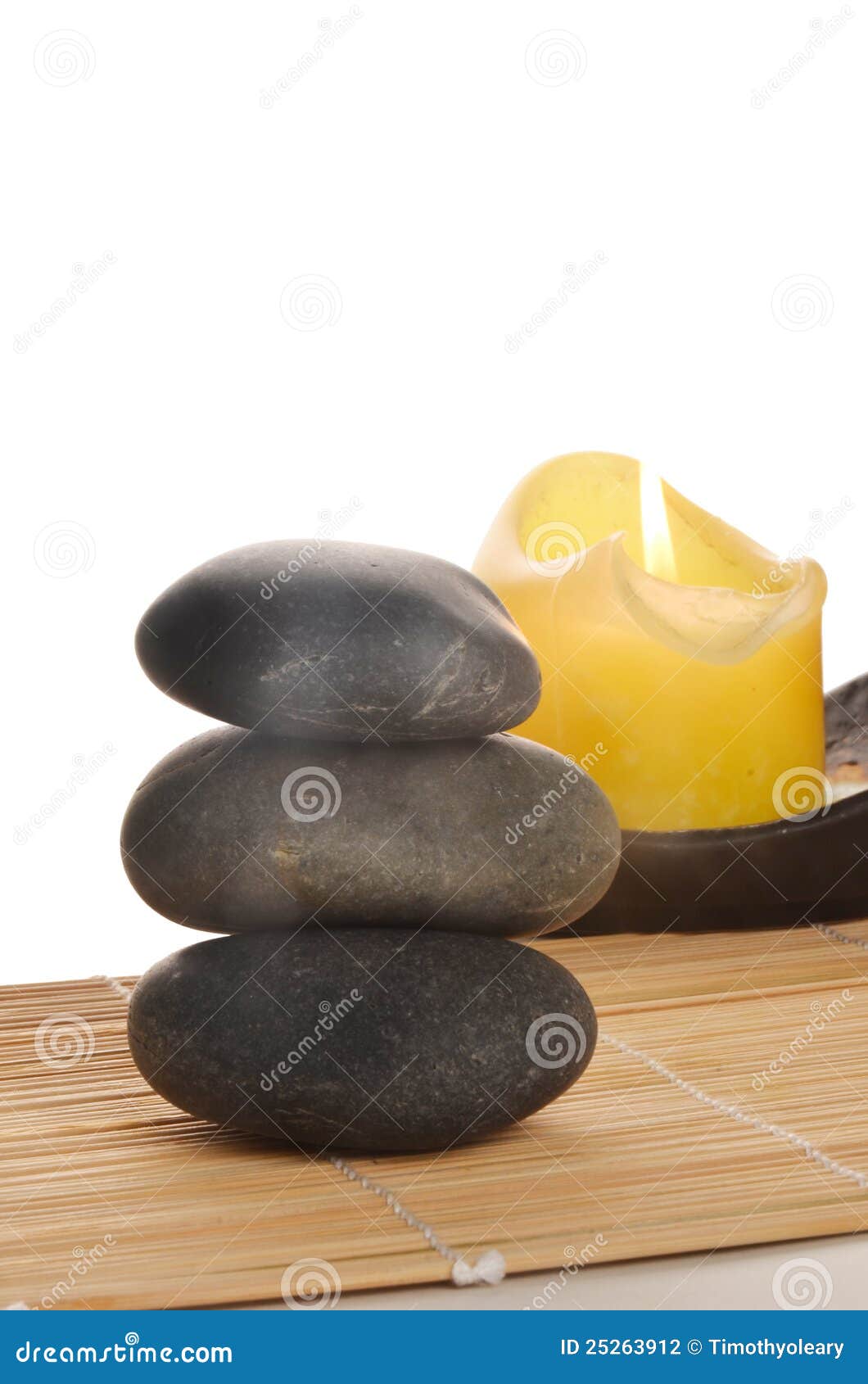 Candle and Healing Rocks stock photo. Image of wellness 25263912