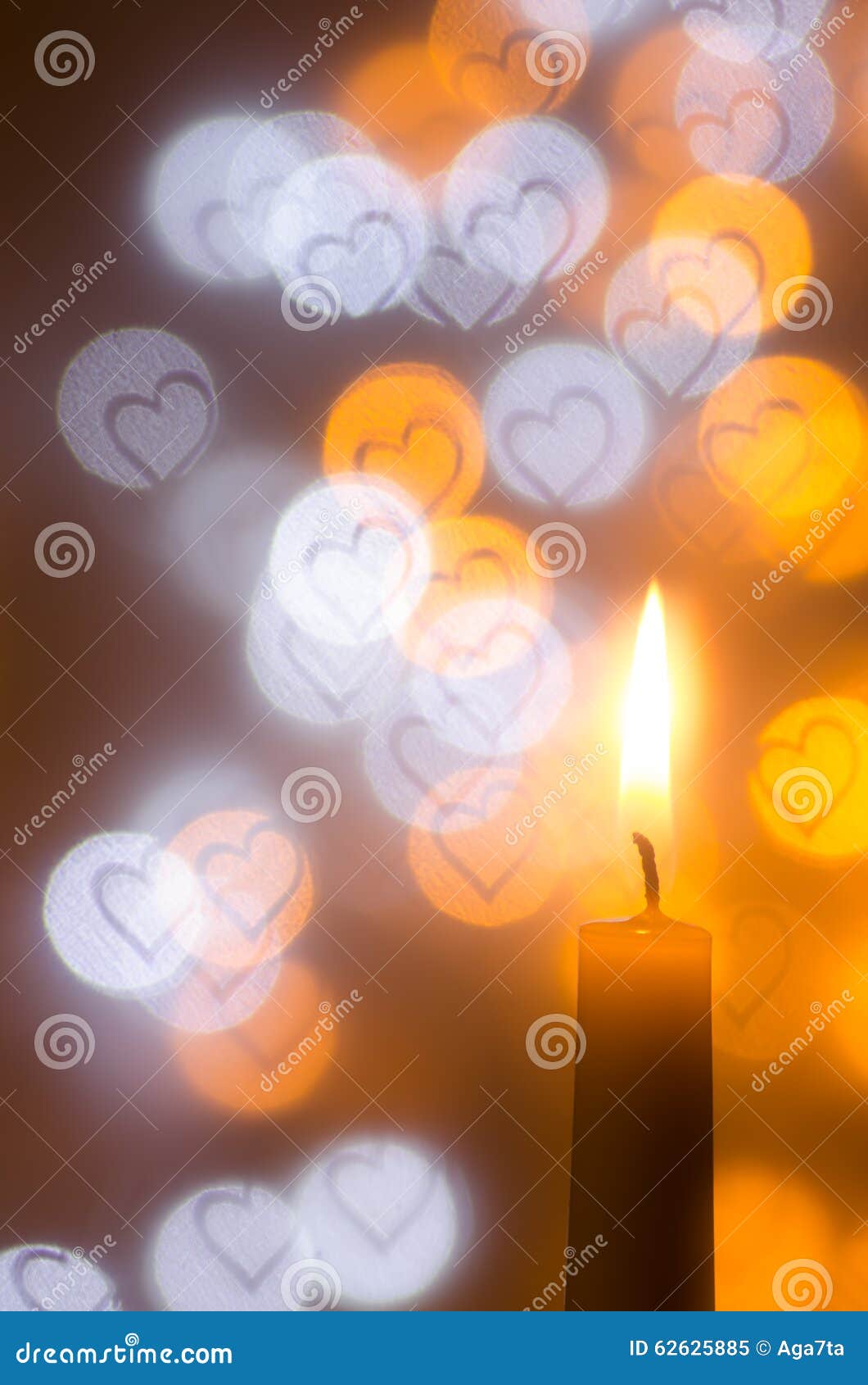 Candle on Heart Shapes Background Stock Image Image of closeup, boke