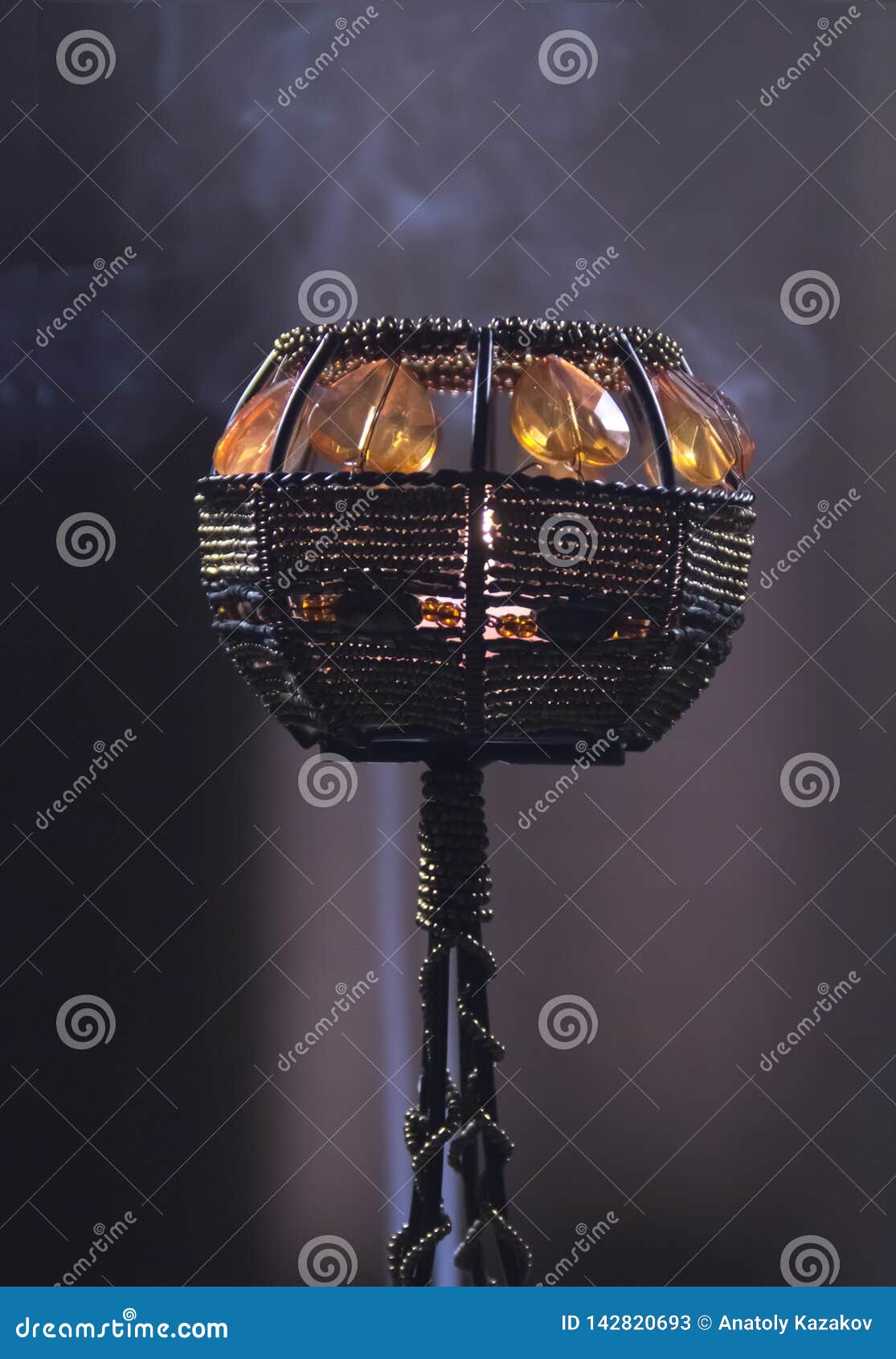 Candle holder in smoke stock image. Image of decoration 142820693