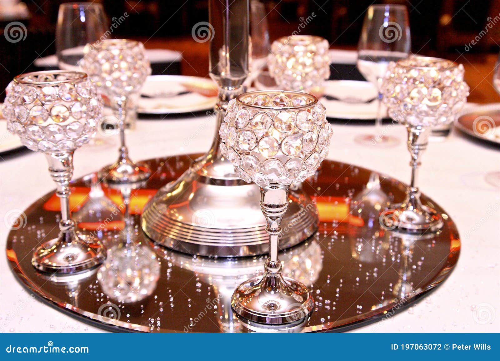 Candle Holders on a Mirror Display Piece Stock Photo Image of husband