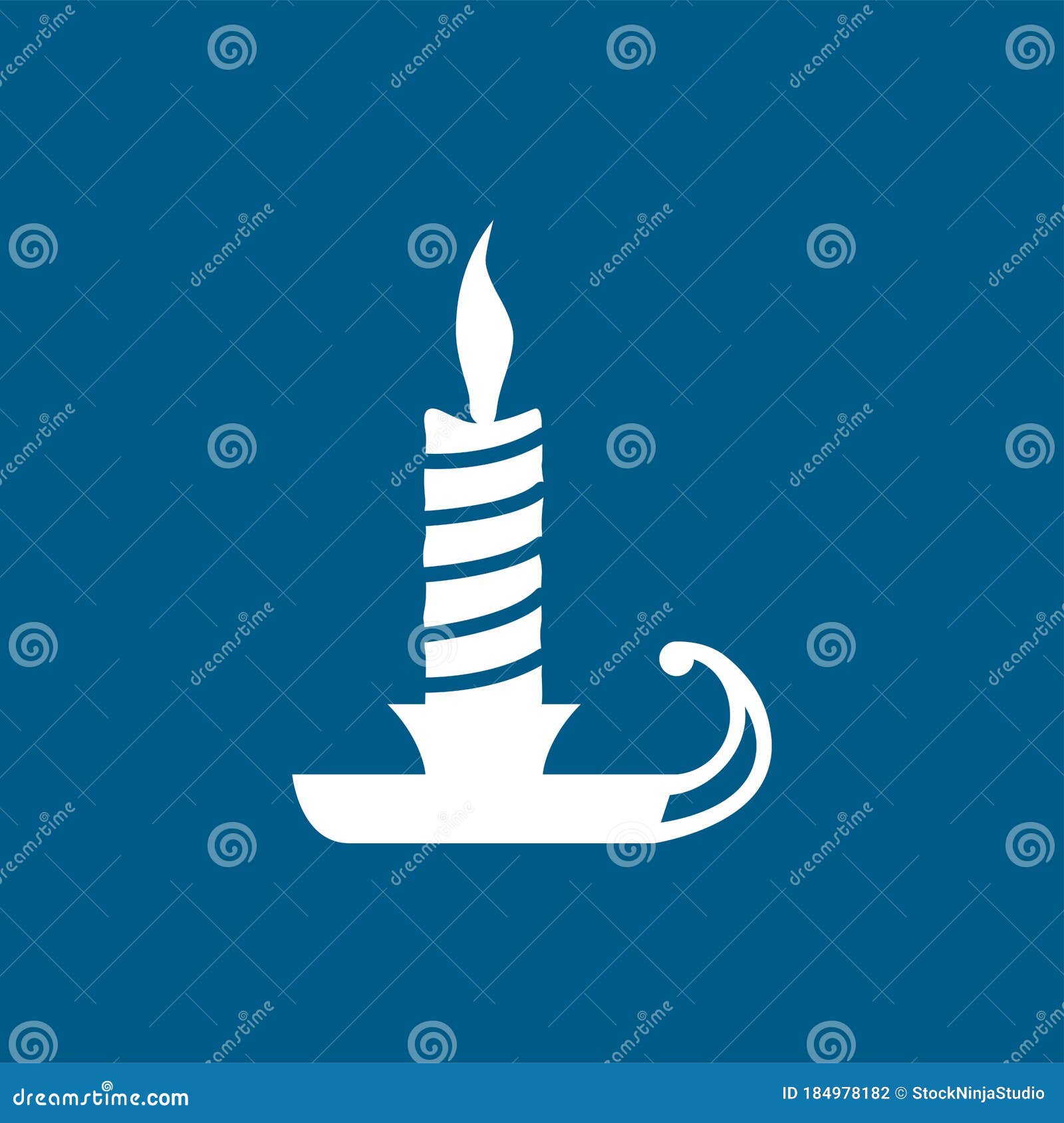 Candle Icon on Blue Background. Blue Flat Style Vector Illustration