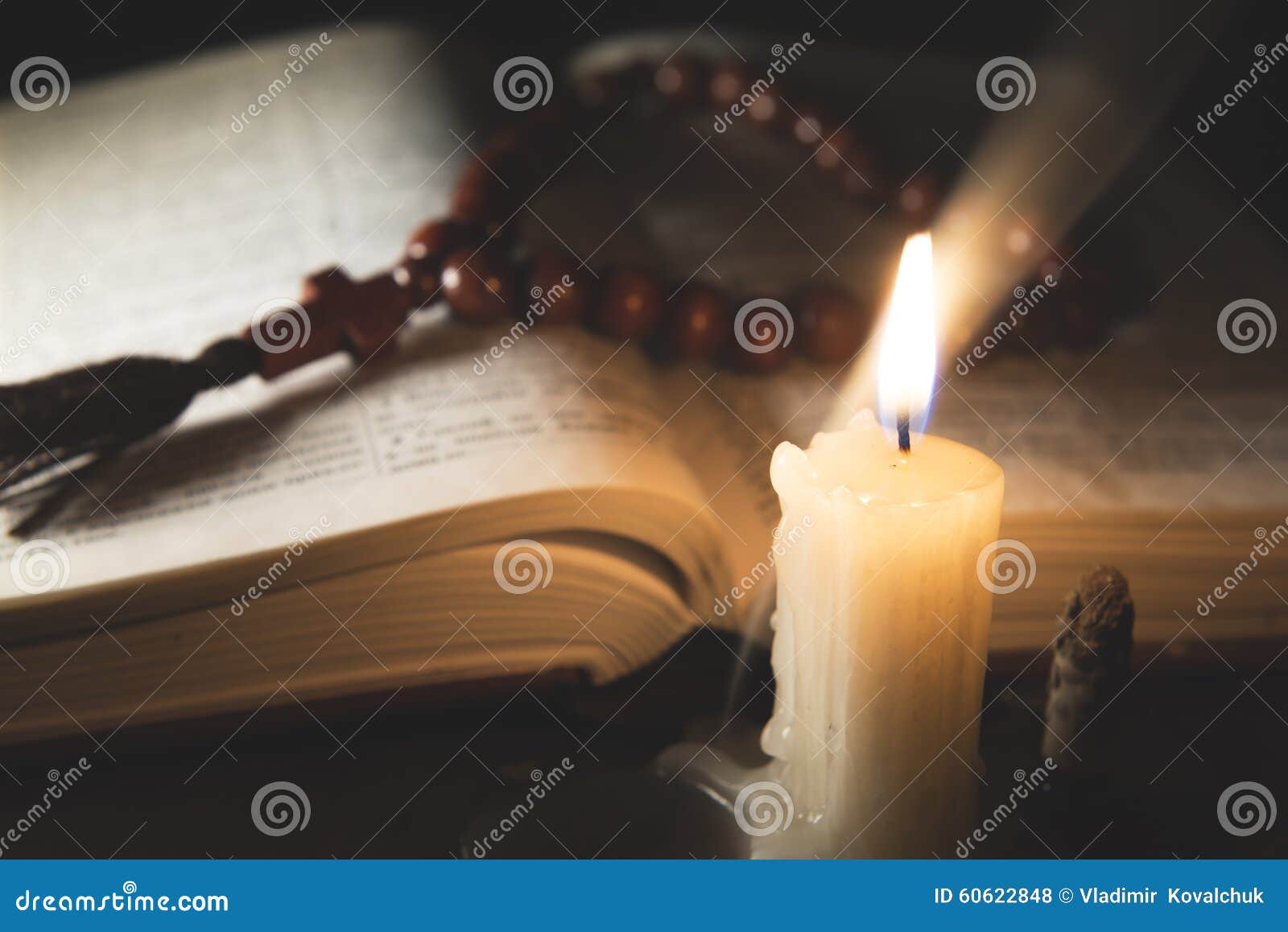 Candle with Incense and Holy Book Stock Photo Image of evil, monk