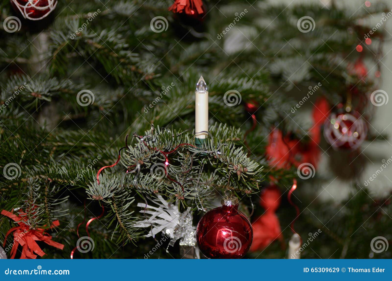 Candle Lamp on Christmas Tree Stock Image Image of decoration