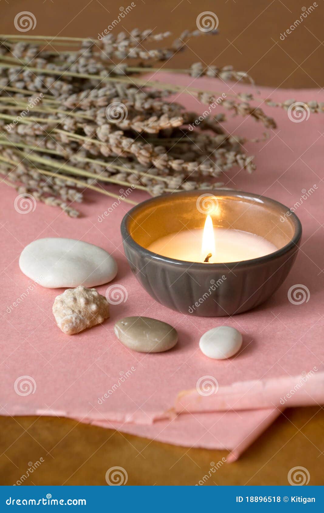 Candle and Lavender stock photo. Image of twig, herb 18896518
