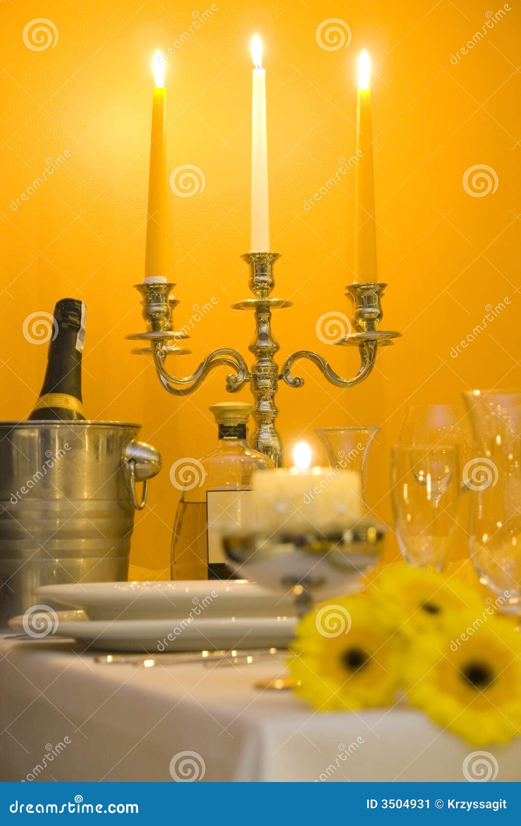 Candle Light Dinner Setting Stock Image Image of dining, color 3504931