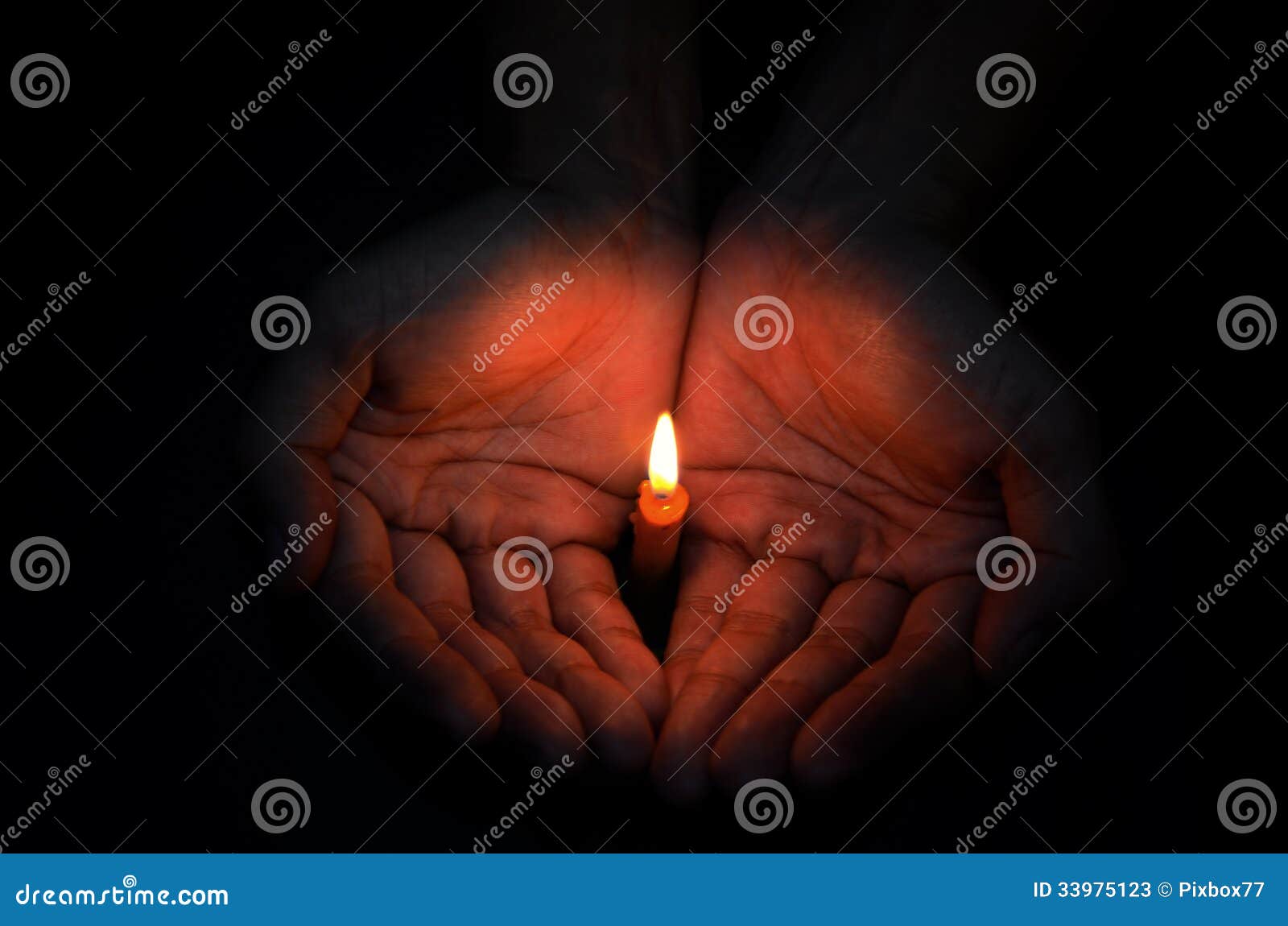 Candle light in hand stock image. Image of hope, help 33975123