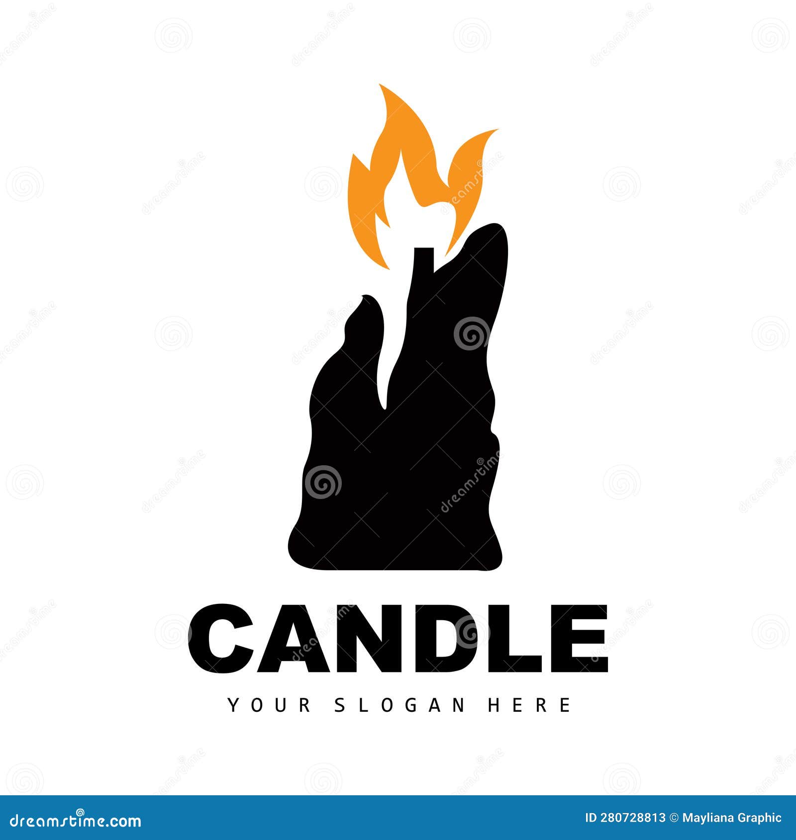 Candle Logo, Elegant Romantic Candle Light Dinner Flame Light Design ...