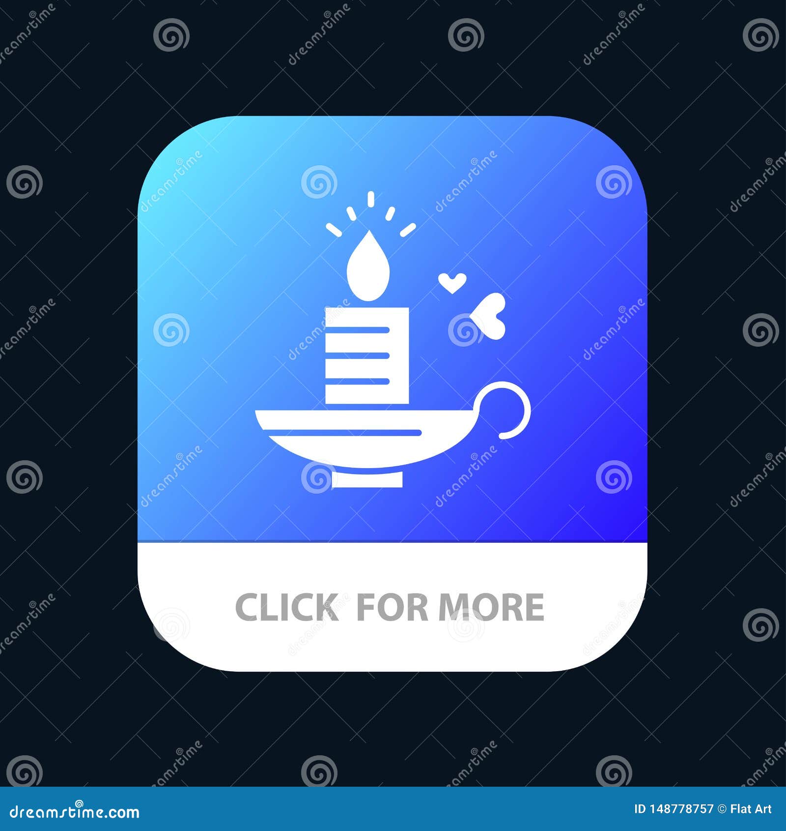 Candle, Love, Heart, Wedding Mobile App Button. Android and IOS Glyph