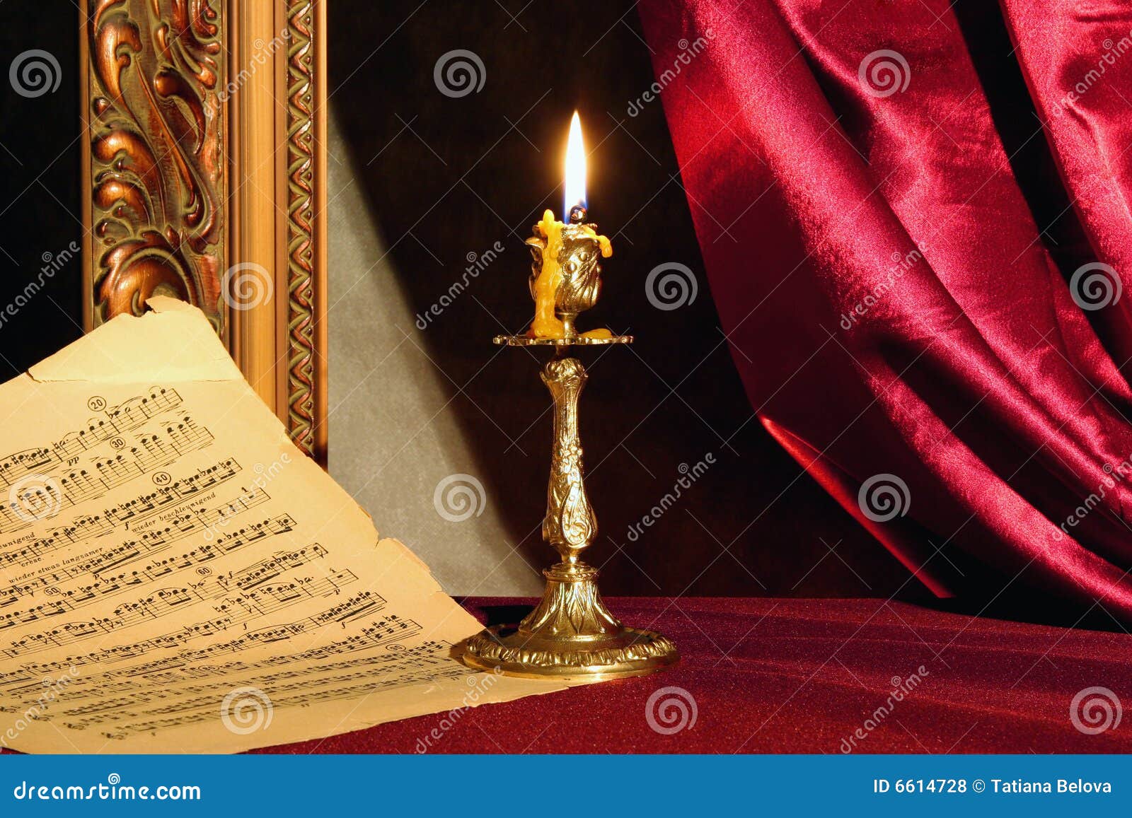 Candle and music sheet stock photo. Image of fashion, color 6614728