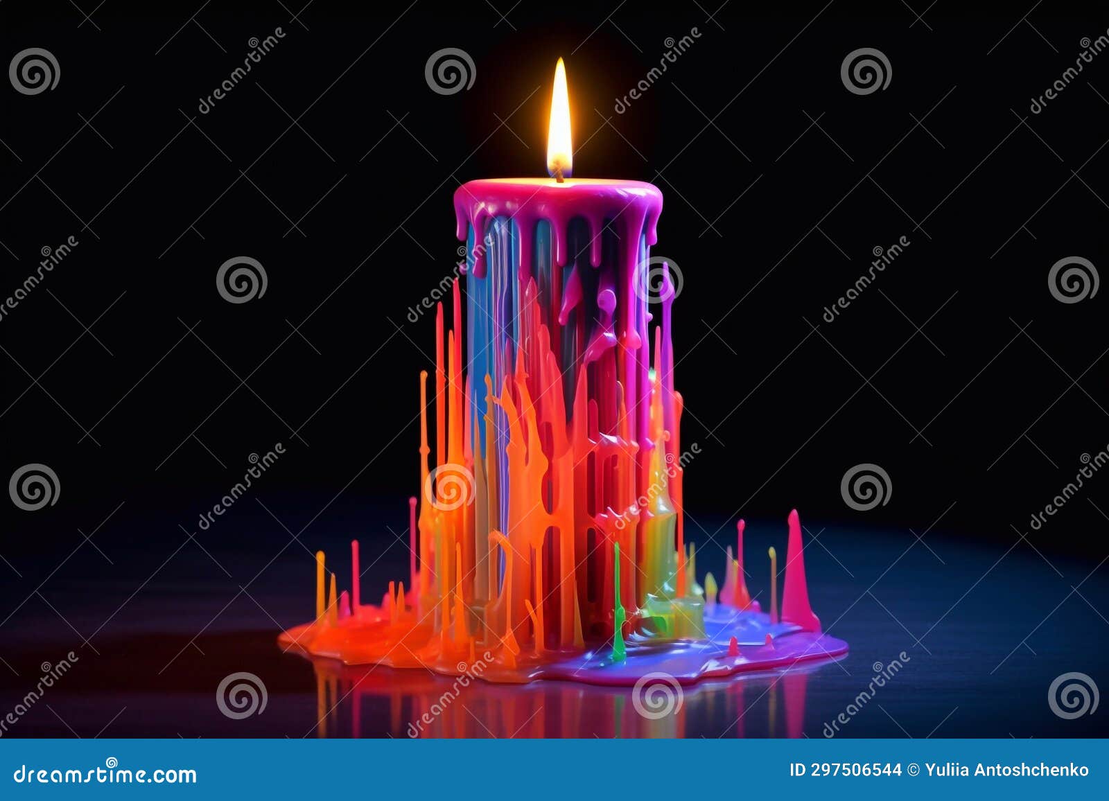 Candle with Neon Light. Romance Stock Illustration Illustration of