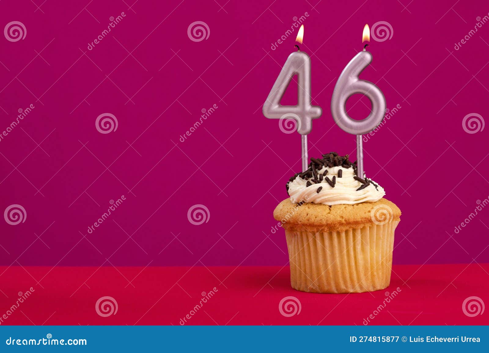 Candle number 46  Cake birthday in blue background Stock Photo  Adobe  Stock