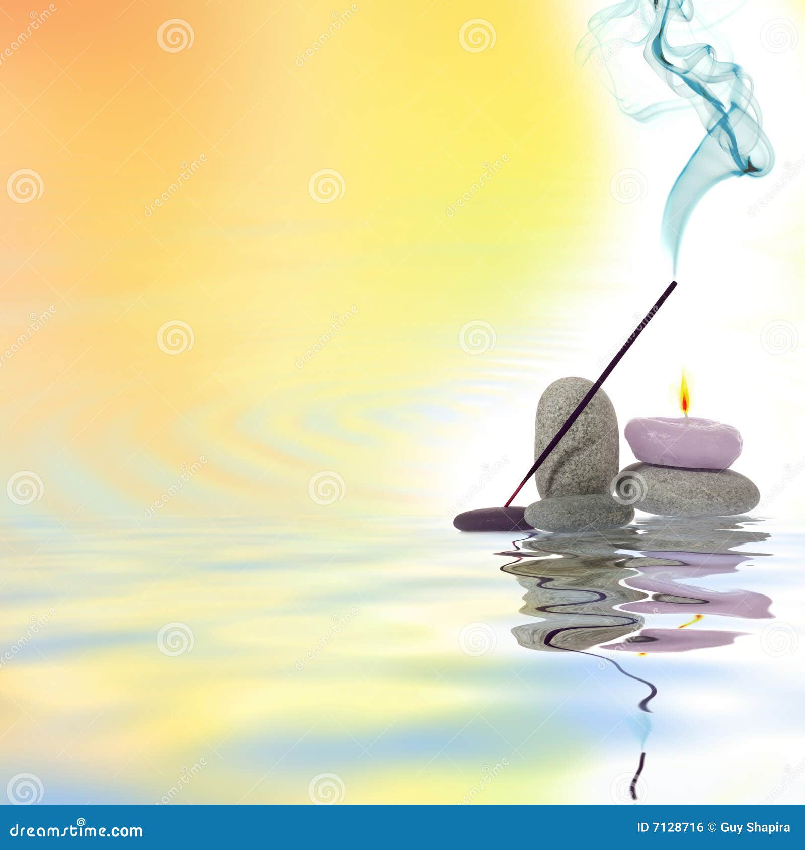 Candle and River Stones stock photo. Image of healthy 7128716