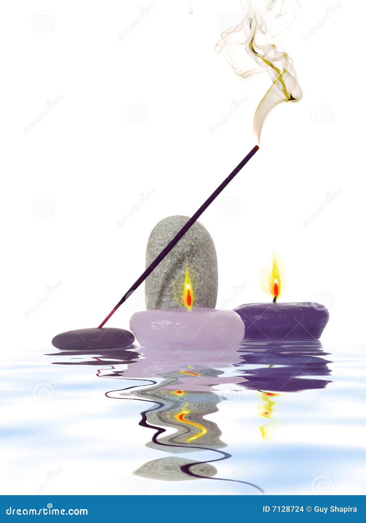 Candle and River Stones stock photo. Image of still, aromaherapy 7128724