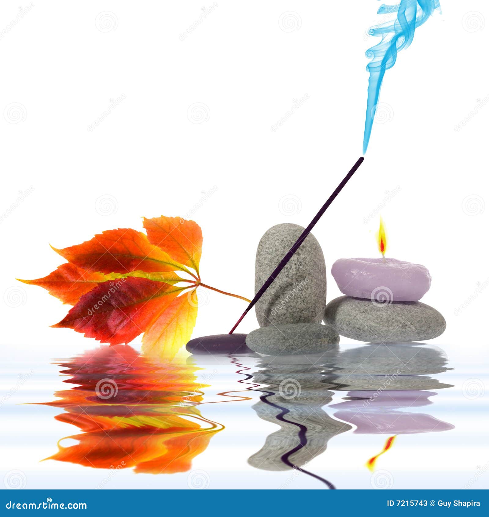 Candle and River Stones stock image. Image of japanese 7215743