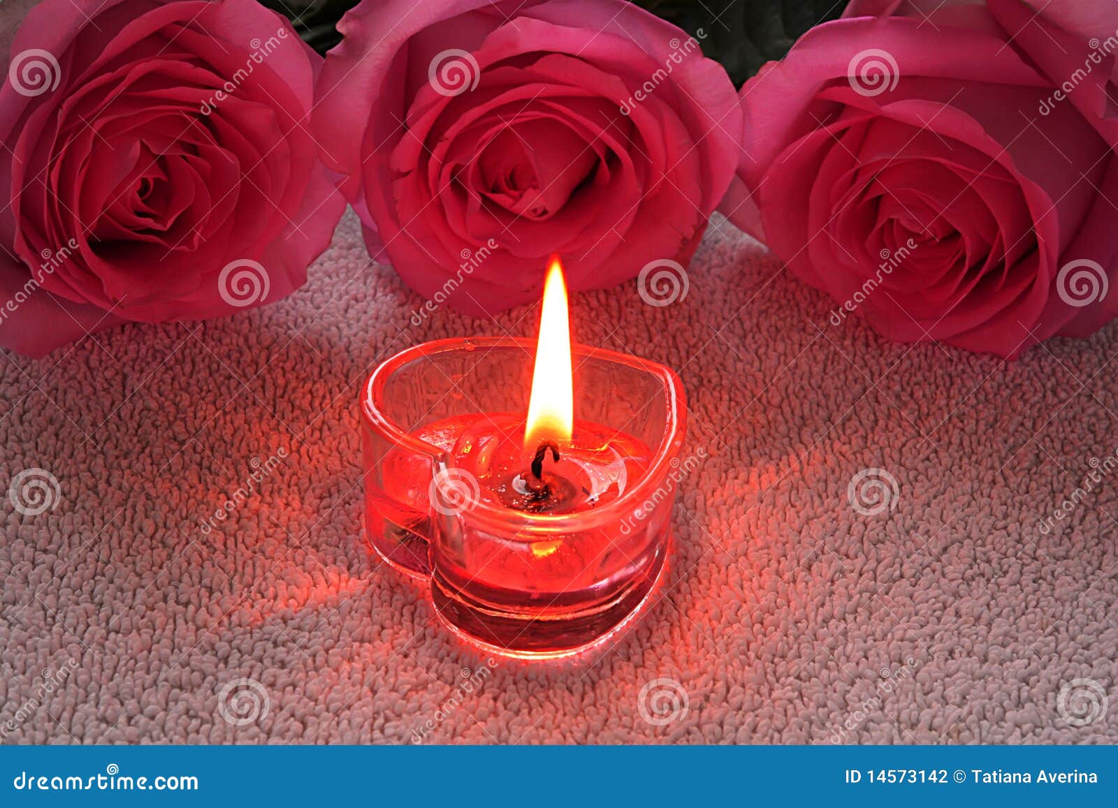 Candle and roses stock photo. Image of flower, reflection 14573142