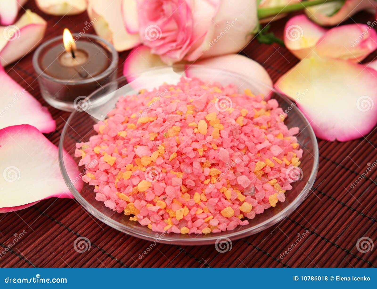 Candle and salt stock photo. Image of pink, natural, fine 10786018