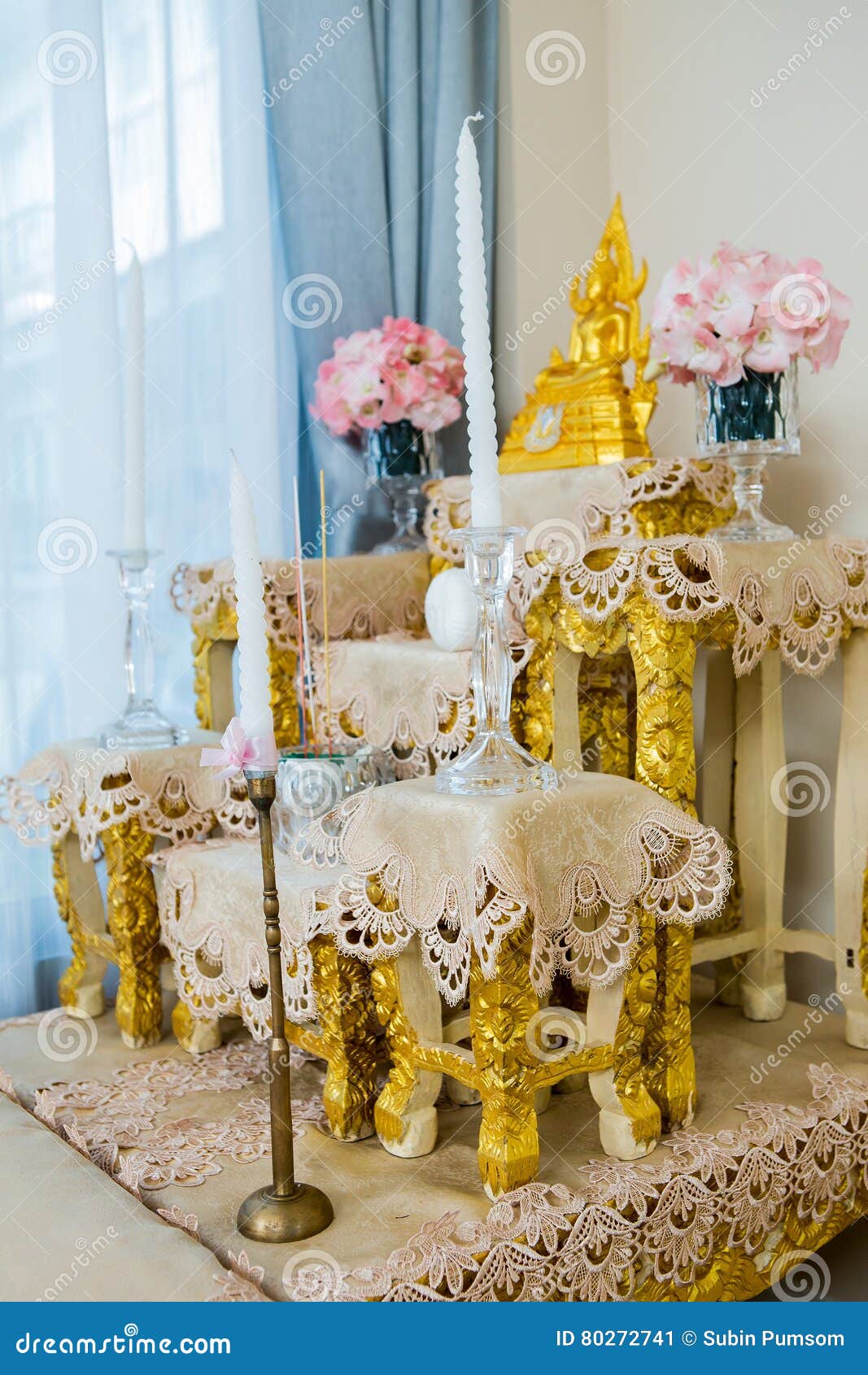 Candle on Set of Altar Table Stock Image Image of office, table 80272741