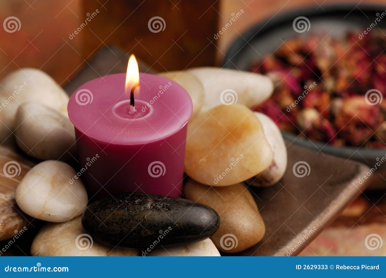 Candle with Stones stock image. Image of river, meditate 2629333