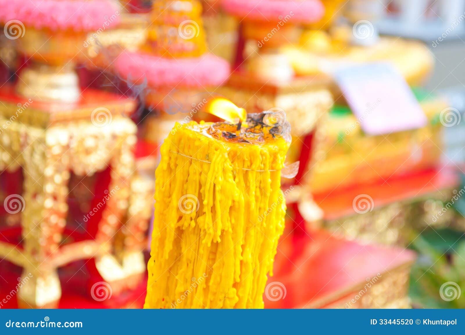 Candle in Thailand temple stock photo. Image of oriental 33445520
