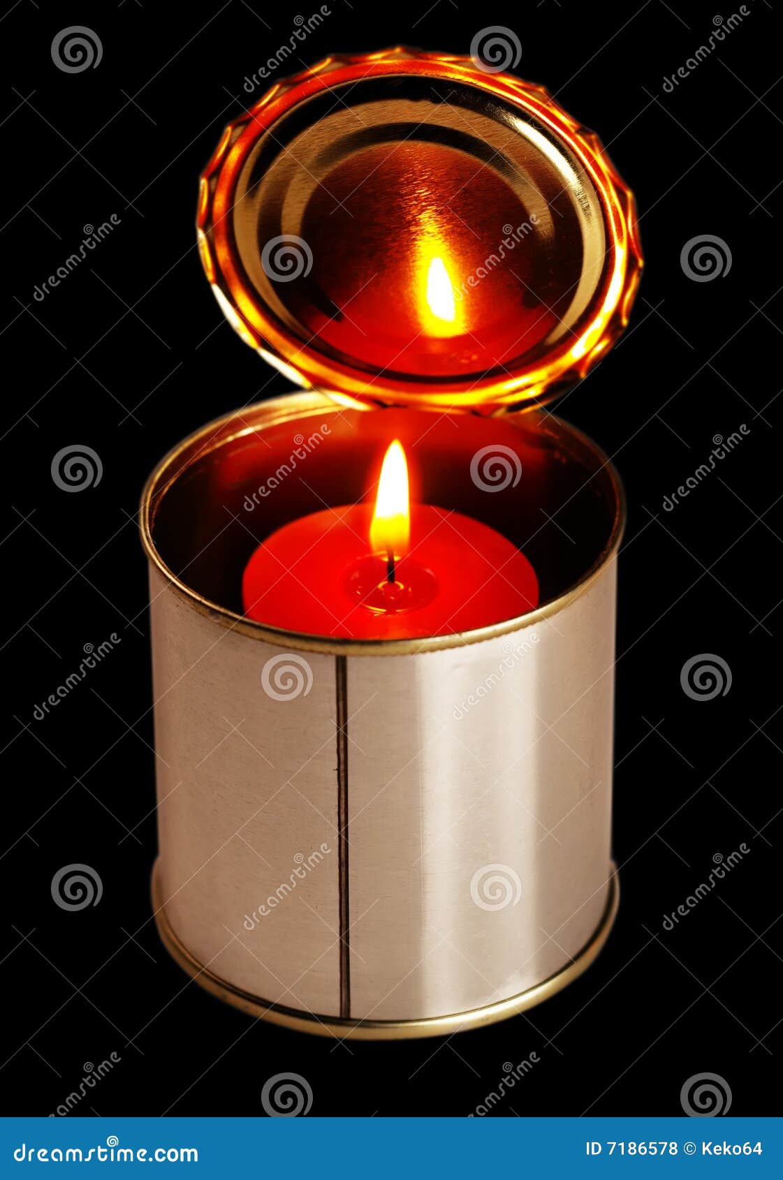 Candle on a tin can stock photo. Image of background, open 7186578