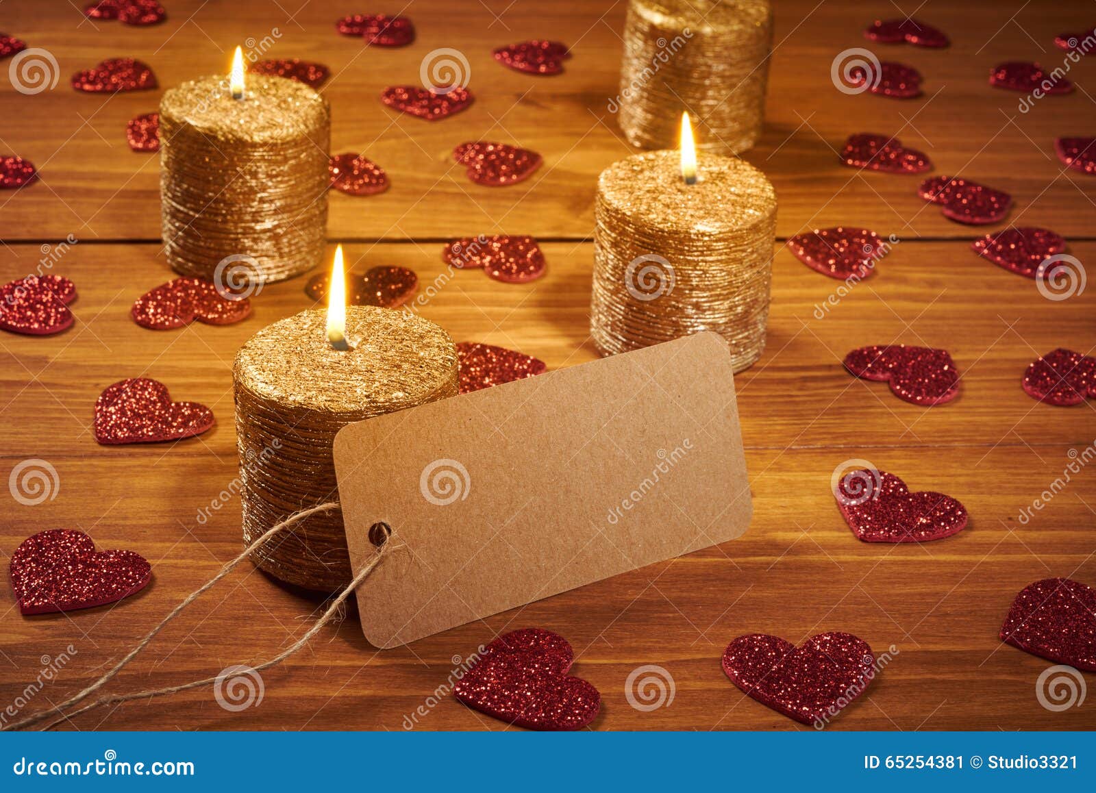 Candle for Valentine Day with Red Heart Stock Image Image of message