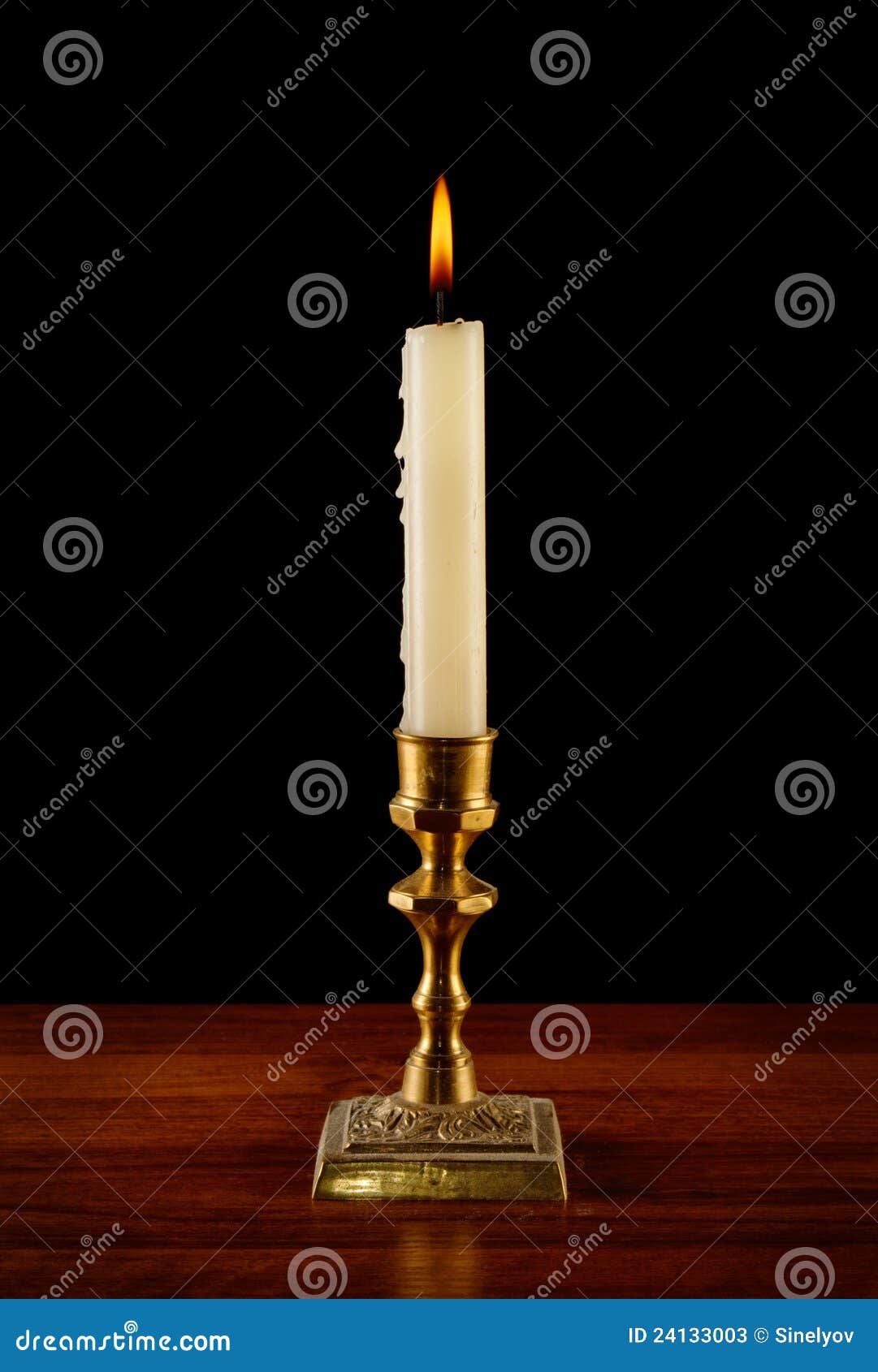 Candle in Vintage Candlestick Stock Image Image of vintage, retro