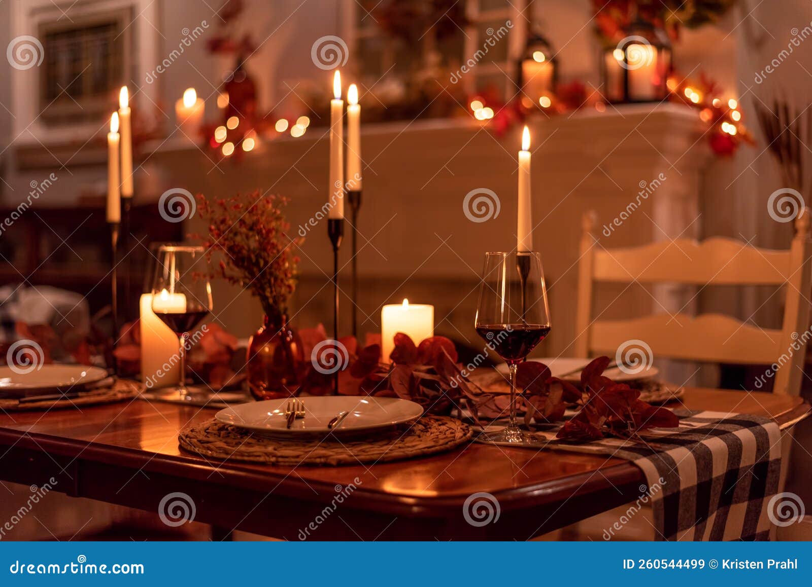 Candlelight Holiday Dinner Table Stock Image Image of glow, focus