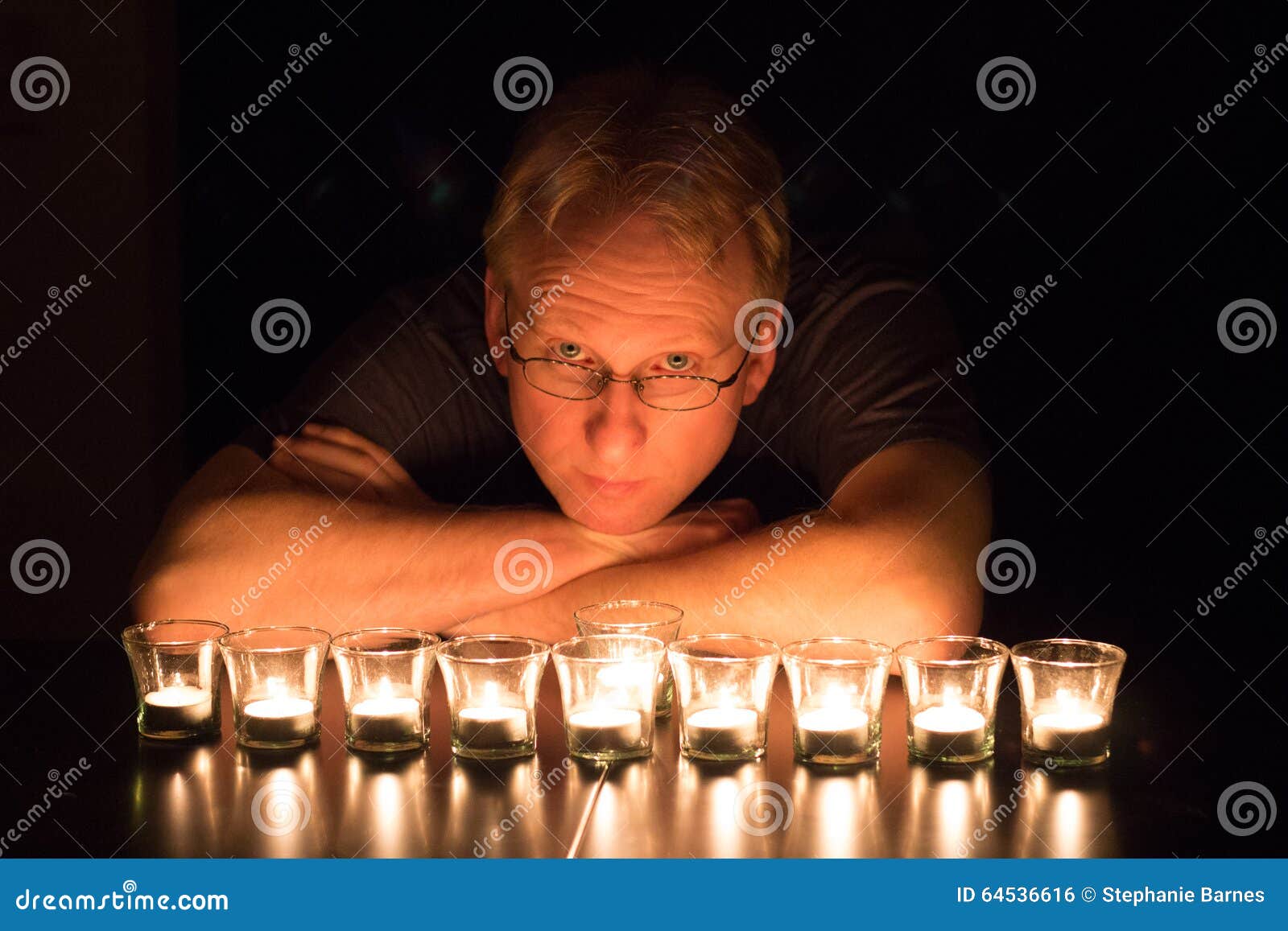 Candlelit Portrait of a Man Stock Photo Image of relax, burn 64536616
