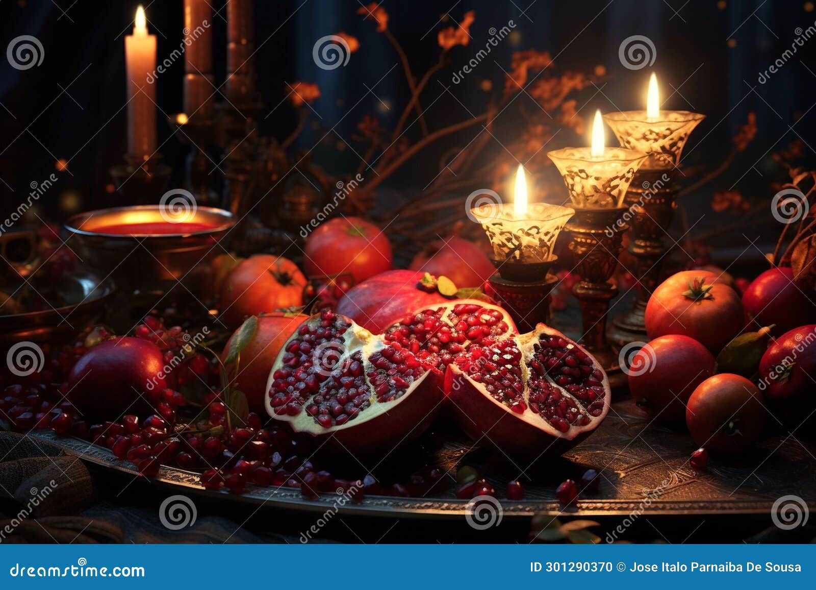 Candlelit Yalda Night Rituals Highlighting the Stock Illustration