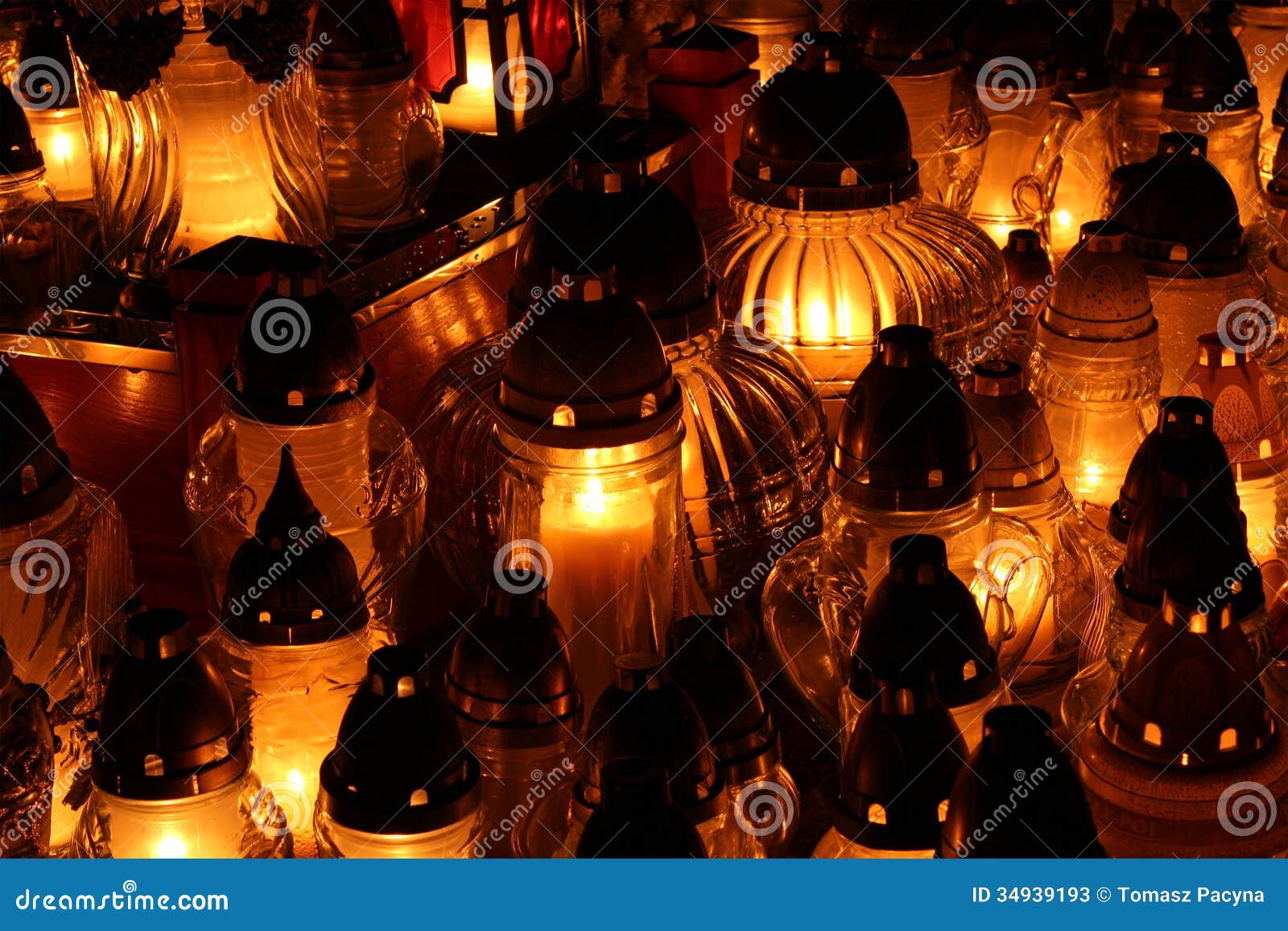 Candles for All Souls Day stock image. Image of flame 34939193