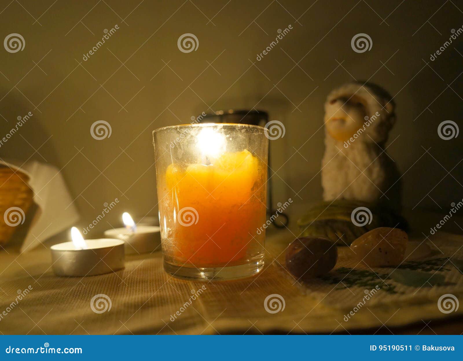 Candles on the altar stock image. Image of cozy, light 95190511