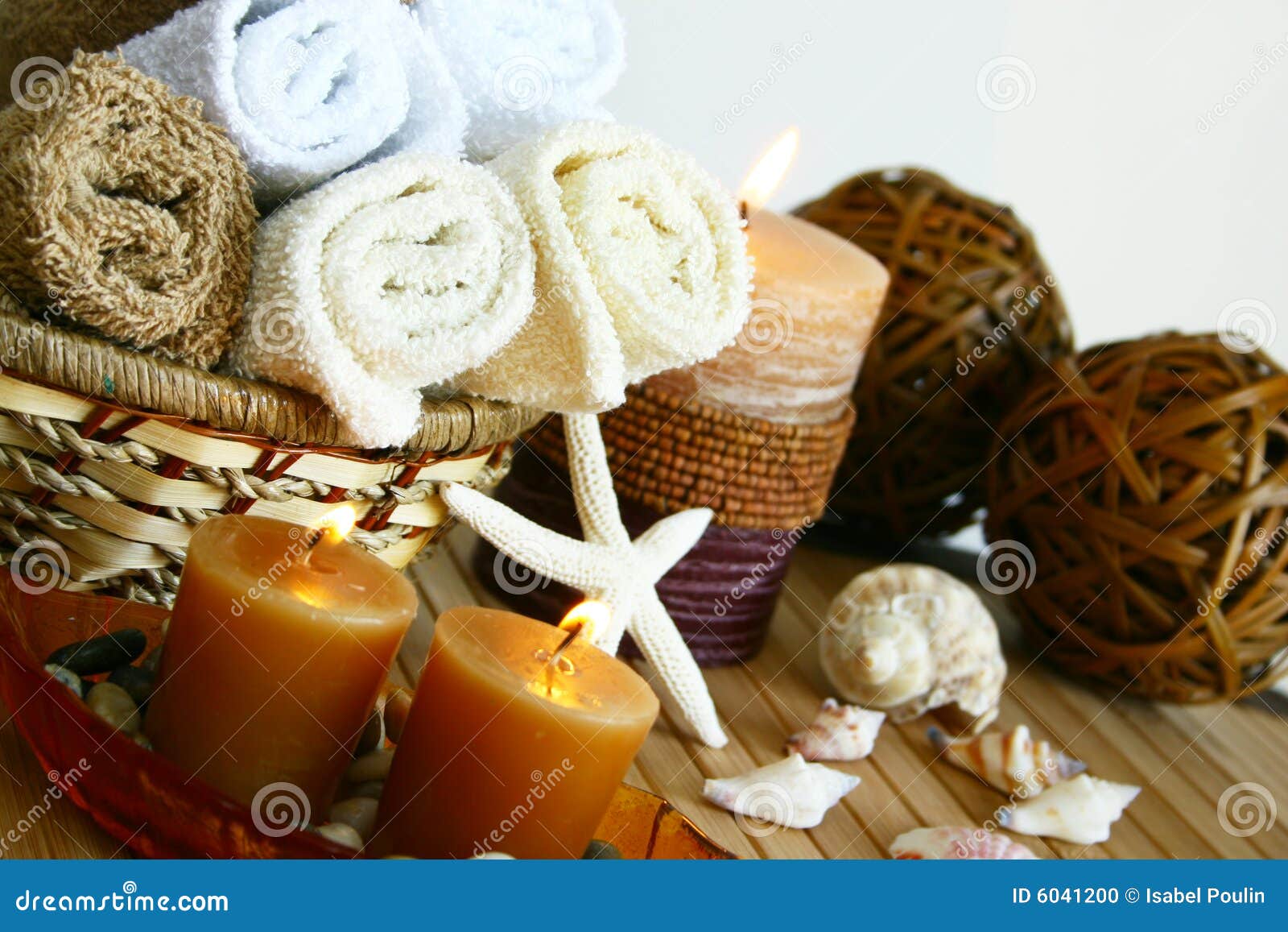 Bath Towels, Washing Powder, Fabric Softener And Wooden Clothespins