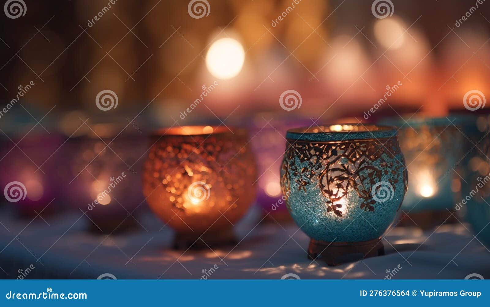 Candles Burning Bright, Symbolizing Spirituality and Love Generated by AI Stock Photo Image of