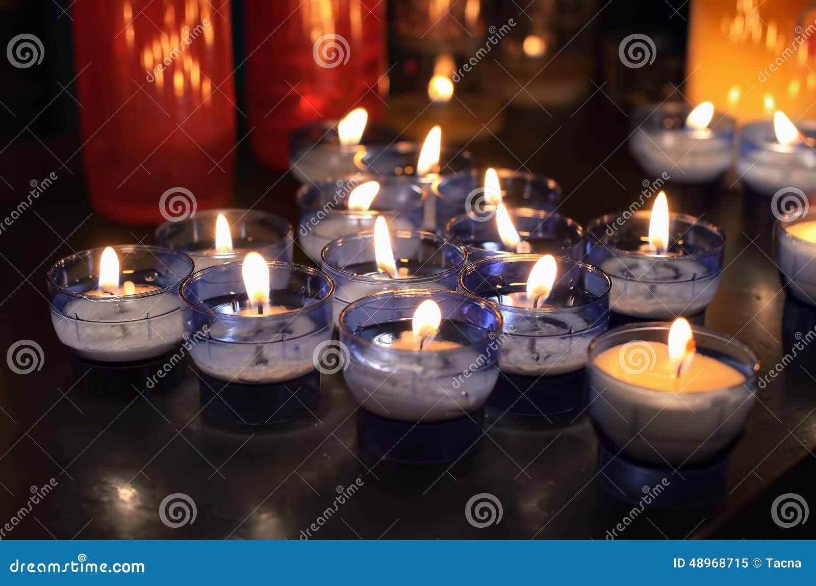 Candles in catholic church stock image. Image of medieval 48968715
