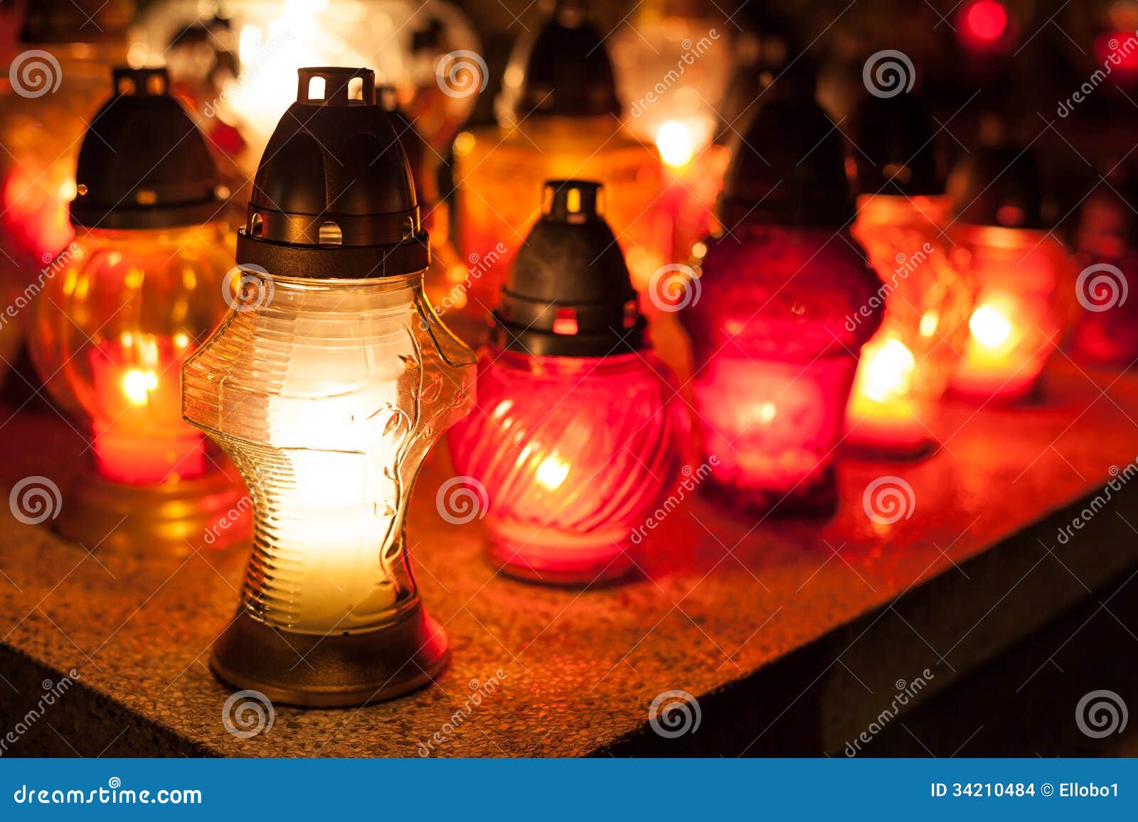 Candles on a cemetery. stock photo. Image of last, memorial 34210484