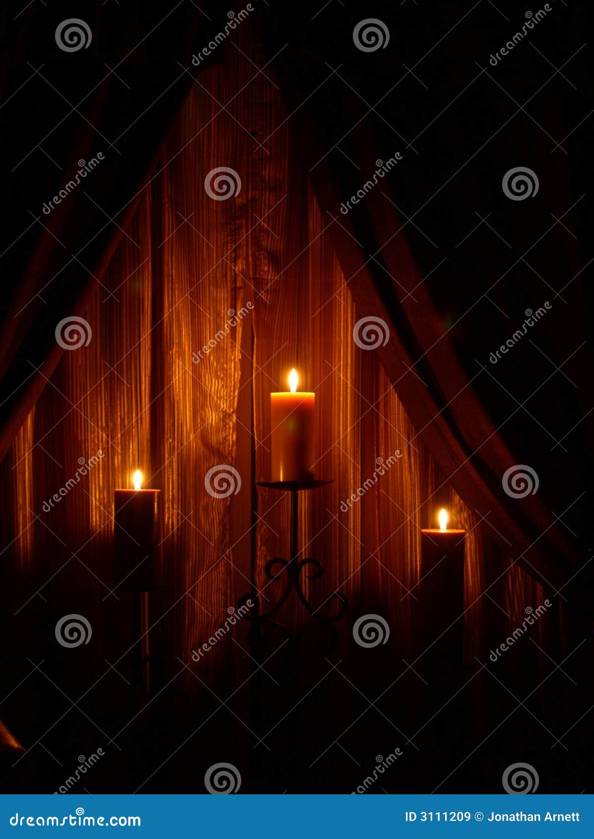 Candles and curtains stock image. Image of light, object 3111209