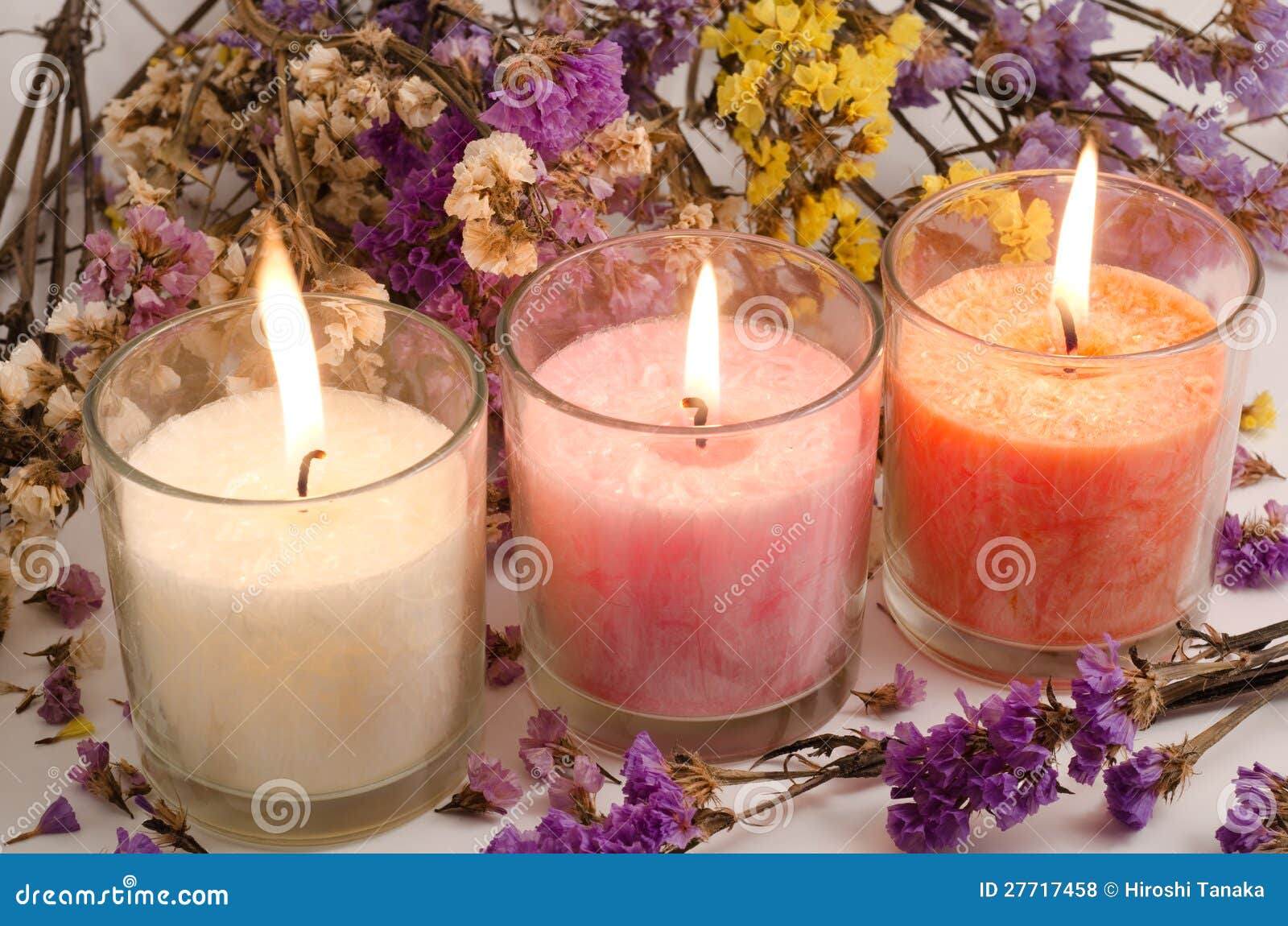 Candles and dried flowers stock photo. Image of still 27717458