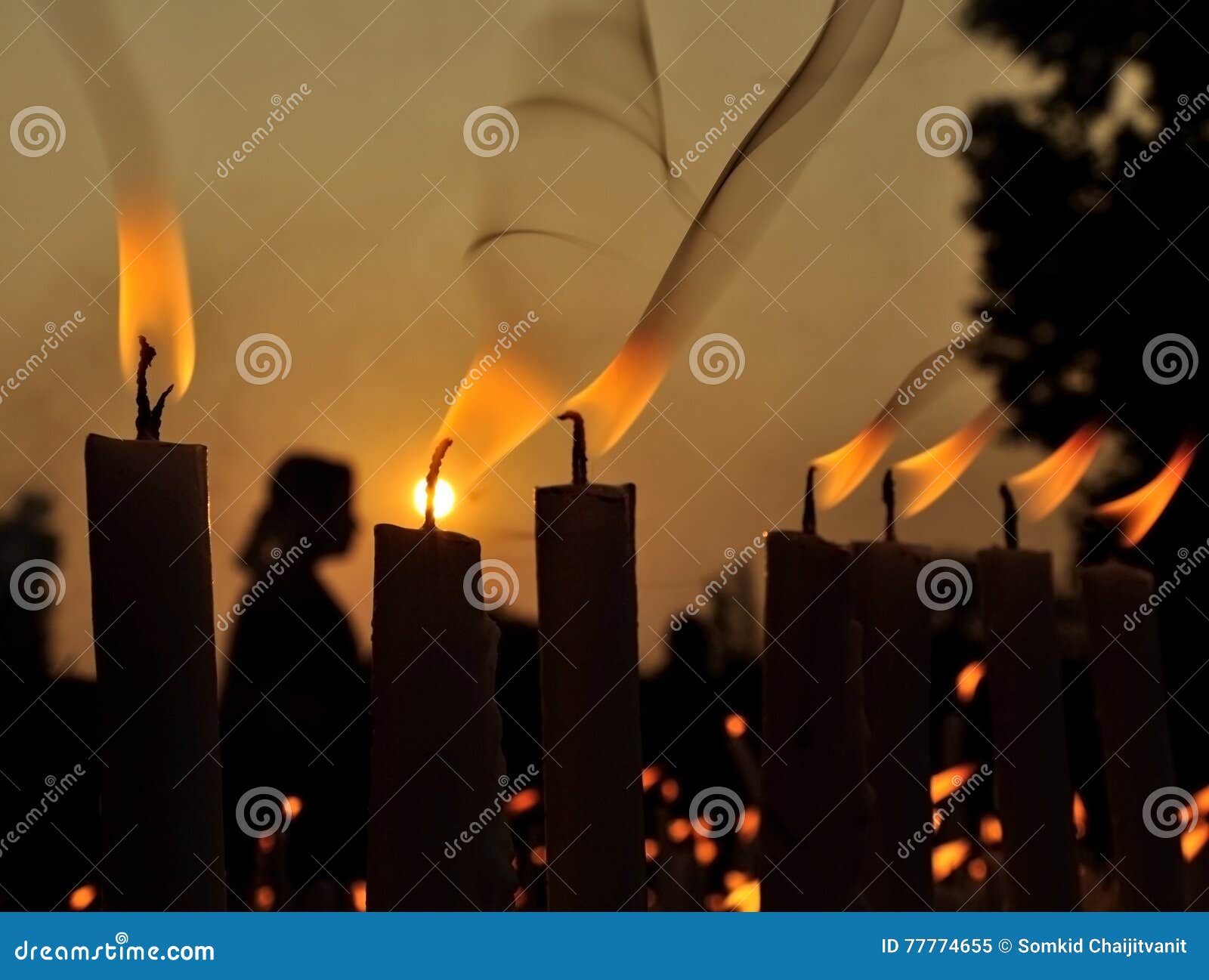 Candles Light. Golden Light of Candle Flame. Stock Image Image of